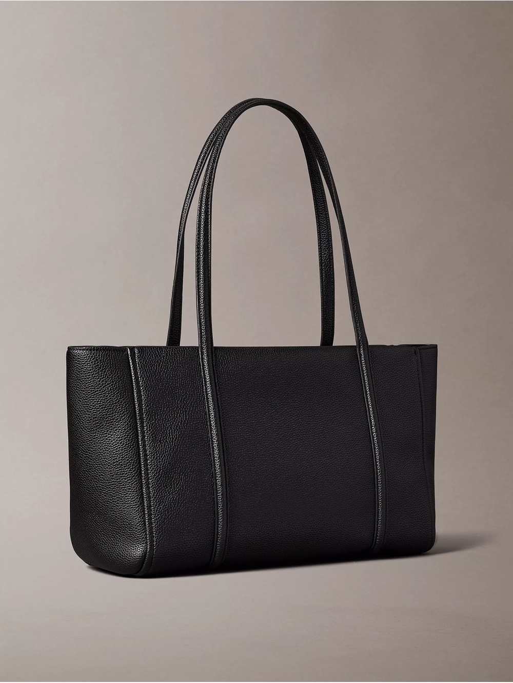 NEW $169 CALVIN KLEIN Dessert TAUPE PURSE Emblem Logo Hardware Pebble Tote Bag - Picture 11 of 12
